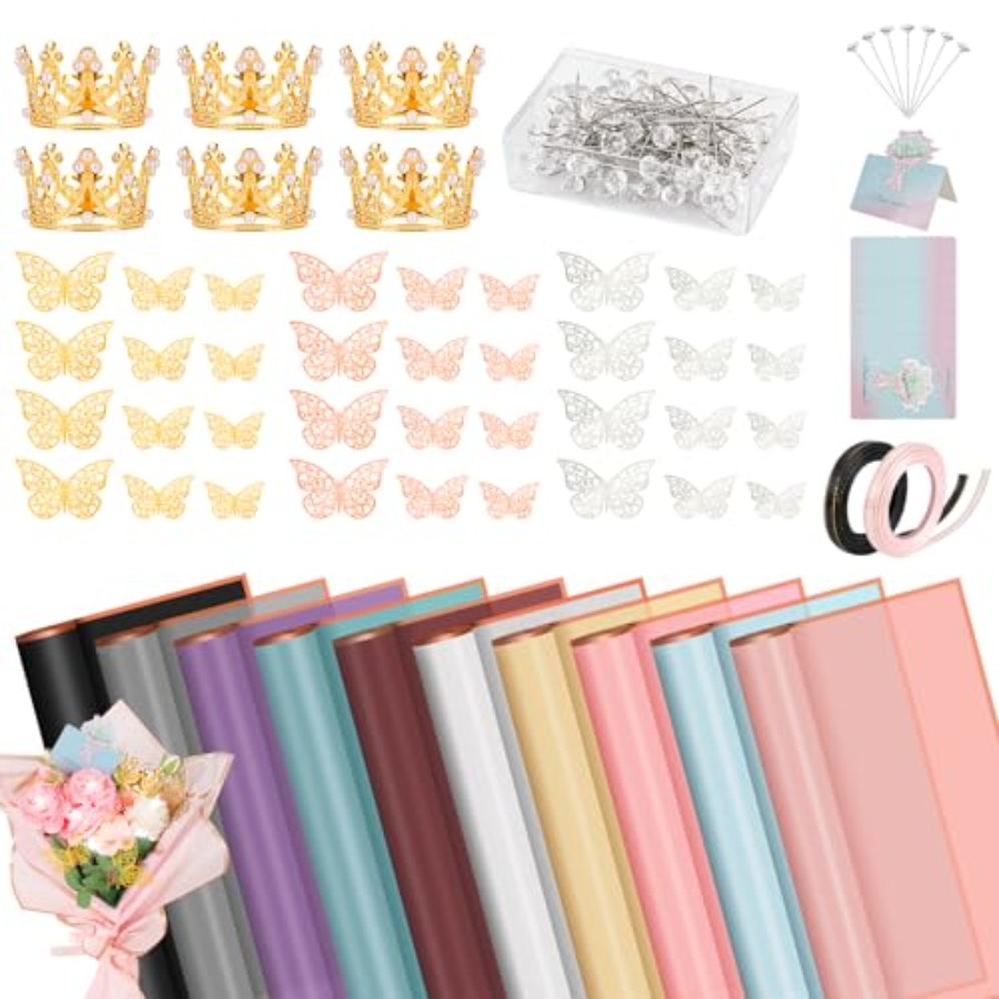 Florist Supply Ribbon - 209 Pcs Flower Bouquet Wrapping Paper