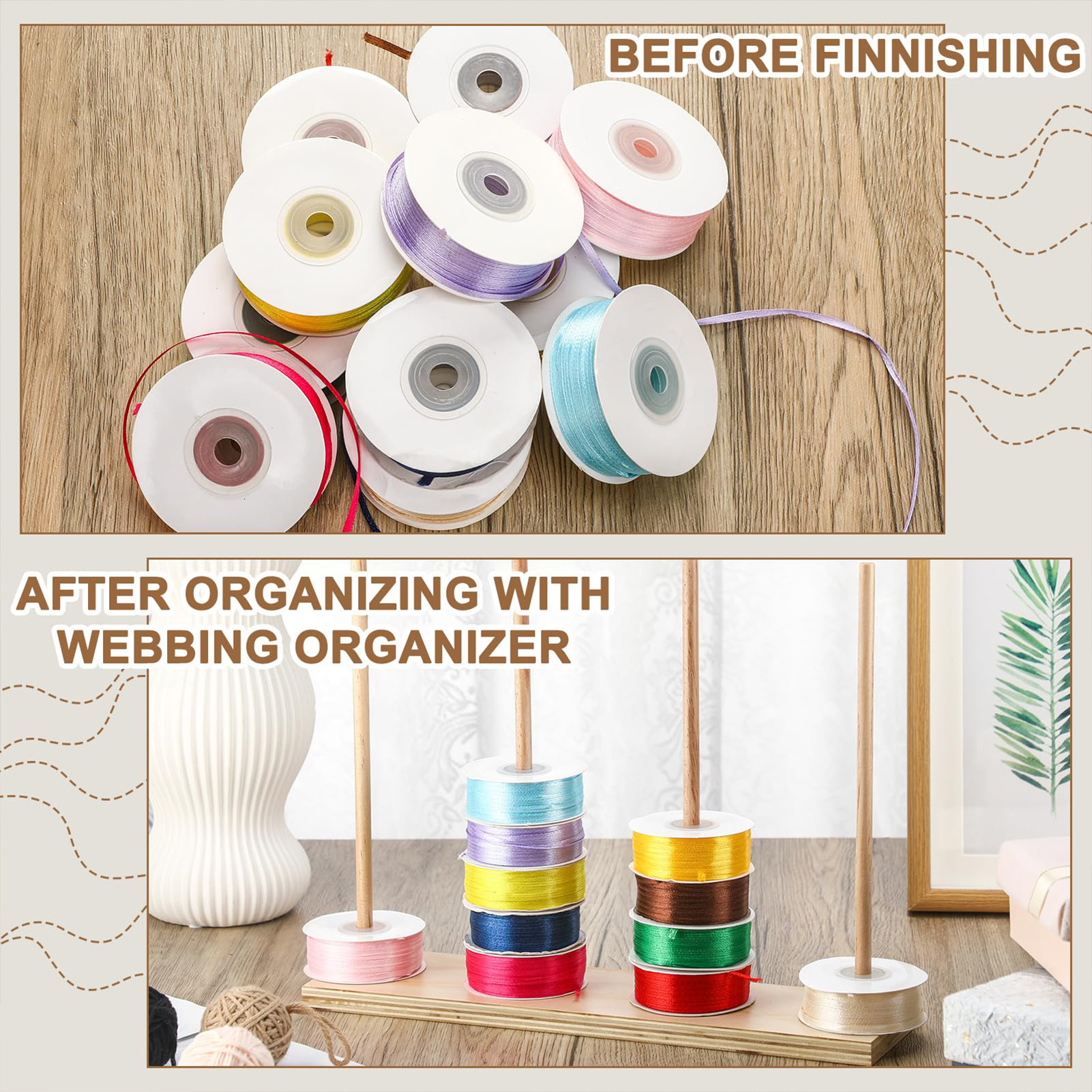 Wooden Ribbon Rack Storage Org - Florist Supply Ribbon incelemesi ve fiyatı