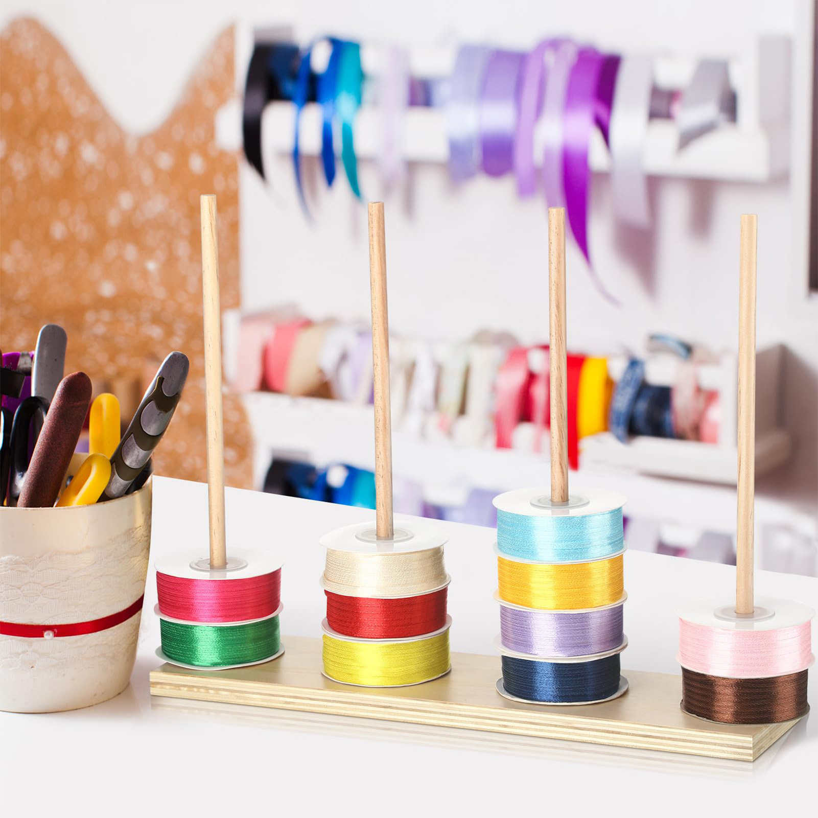 Wooden Ribbon Rack Storage Org - Florist Supply Ribbon incelemesi ve fiyatı