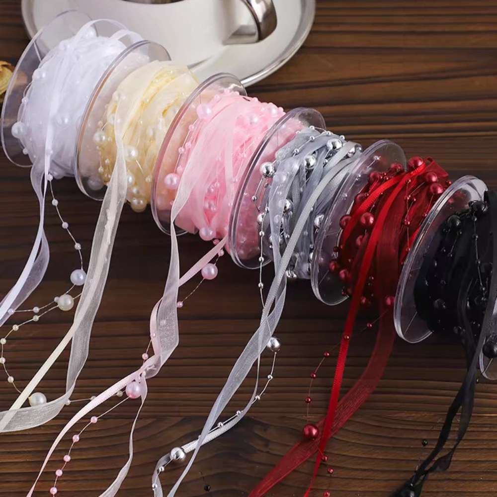 5Yards/Roll Bead Pearl Ribbon  - Florist Supply Ribbon incelemesi ve fiyatı