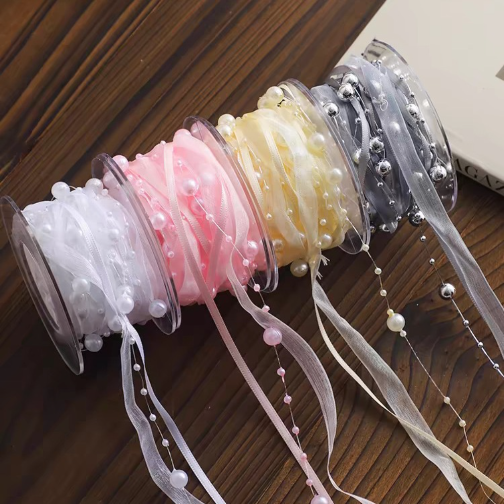 5Yards/Roll Bead Pearl Ribbon  - Florist Supply Ribbon incelemesi ve fiyatı