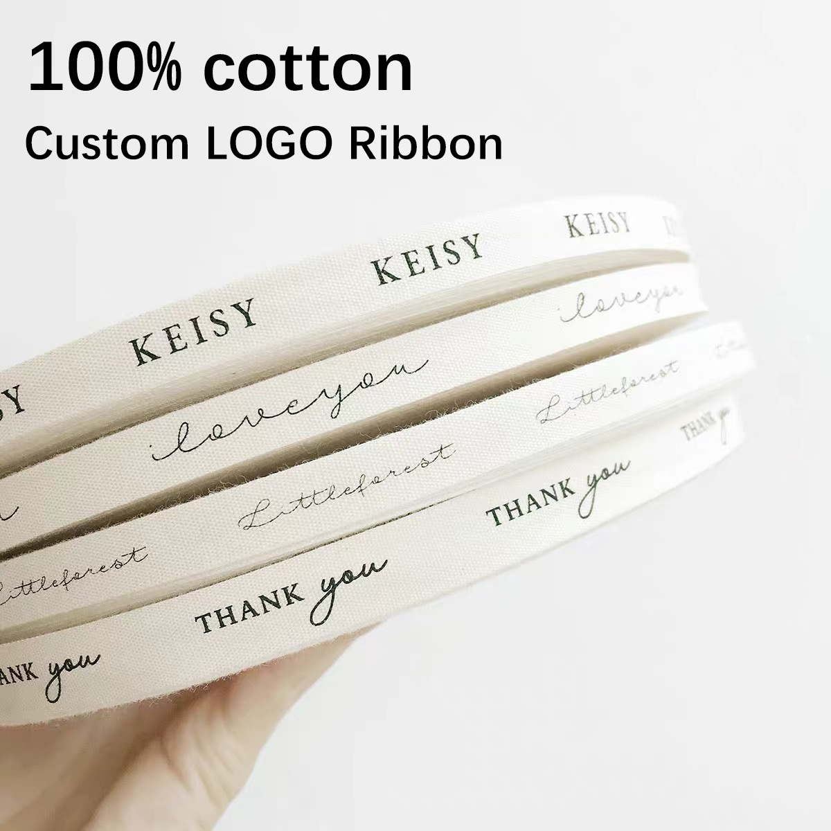 Custom Logo Cotton Ribbon for  - Florist Supply Ribbon incelemesi ve fiyatı