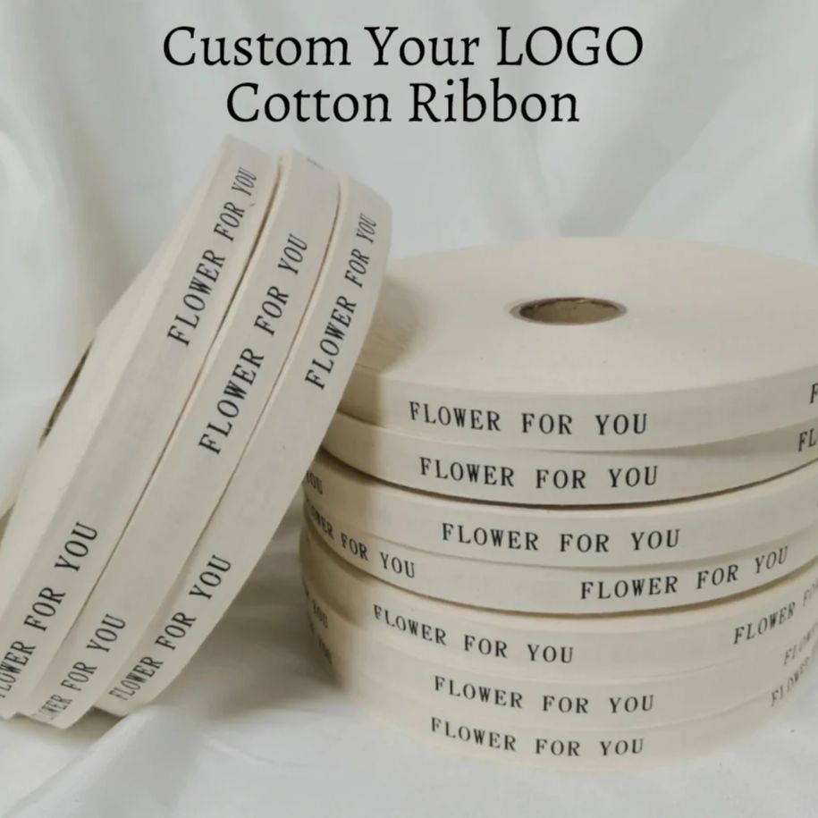 Custom Logo Cotton Ribbon for  - Florist Supply Ribbon incelemesi ve fiyatı