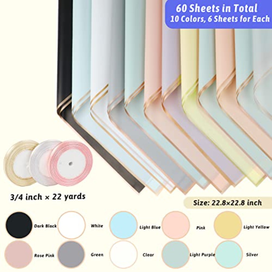 60 Sheet Gold Edge Flower Wrap - Florist Supply Ribbon incelemesi ve fiyatı